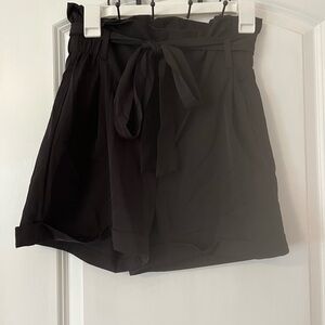 Black High Waisted Stretch Dress Shorts